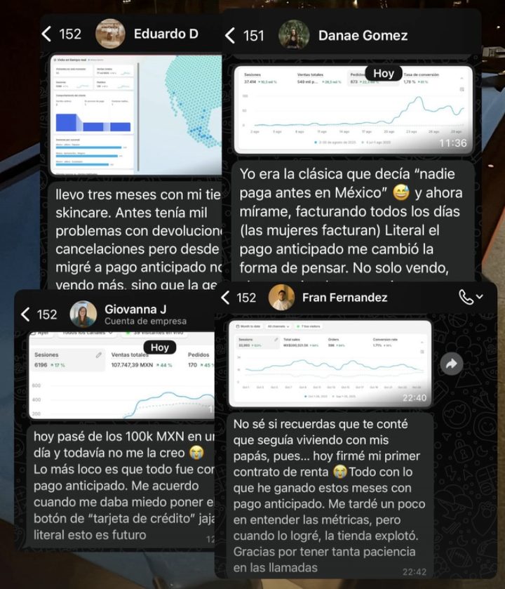 Conversaciones de alumnos: 100K MXN en un día, facturando a diario y primer contrato de renta